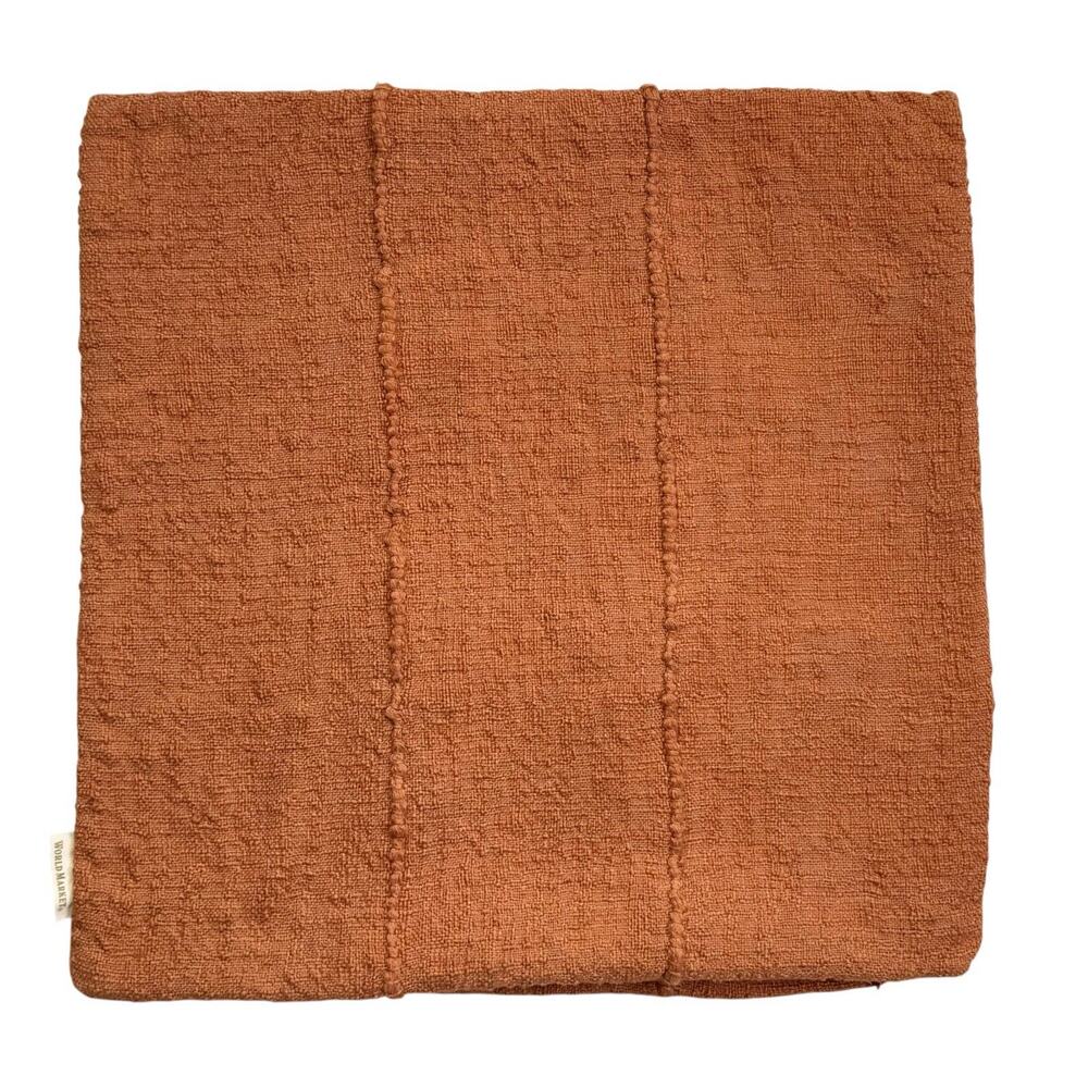 World Market Textured Pillow Cover 20x20 Rust Orange Nubby Earthy Casual Boho